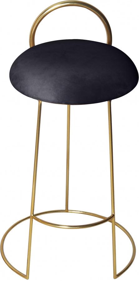 Meridian Furniture - Ring Velvet Counter Stool Set Of 2 In Black - 951Black-C - ATL FURNITURE
