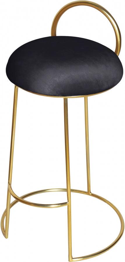 Meridian Furniture - Ring Velvet Counter Stool Set Of 2 In Black - 951Black-C - ATL FURNITURE