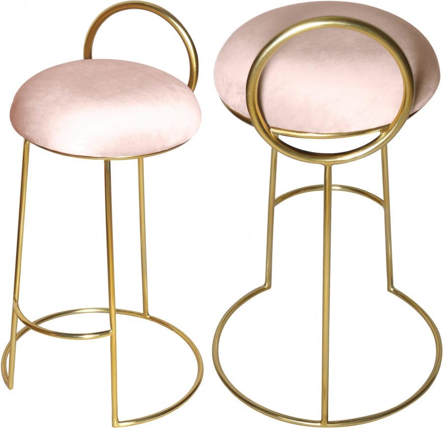 Meridian Furniture - Ring Velvet Counter Stool Set Of 2 In Pink - 951Pink-C - ATL FURNITURE