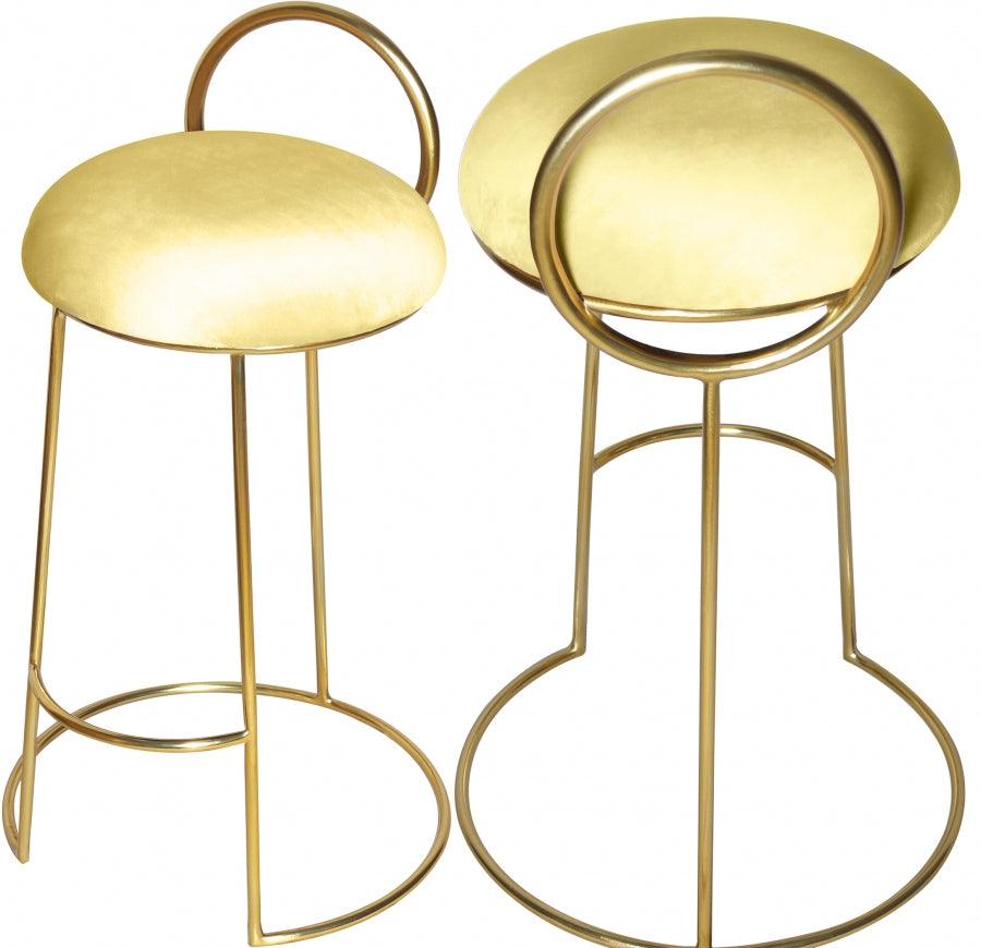 Meridian Furniture - Ring Velvet Counter Stool Set Of 2 In Yellow - 951Yellow-C - ATL FURNITURE