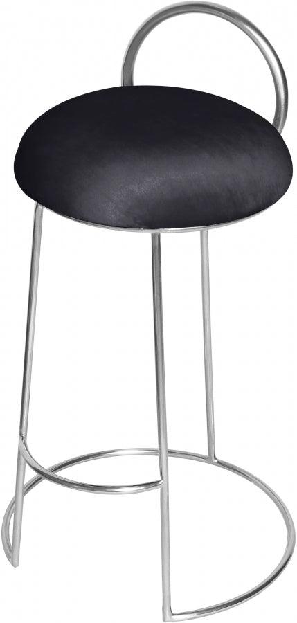 Meridian Furniture - Ring Velvet Counter Stool Set Of 2 In Black - 952Black-C - ATL FURNITURE