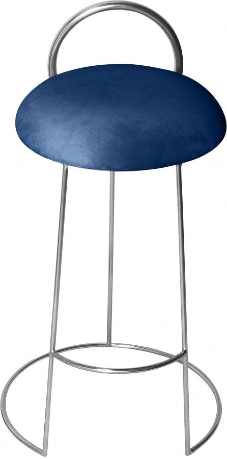 Meridian Furniture - Ring Velvet Counter Stool Set Of 2 In Navy - 952Navy-C - ATL FURNITURE