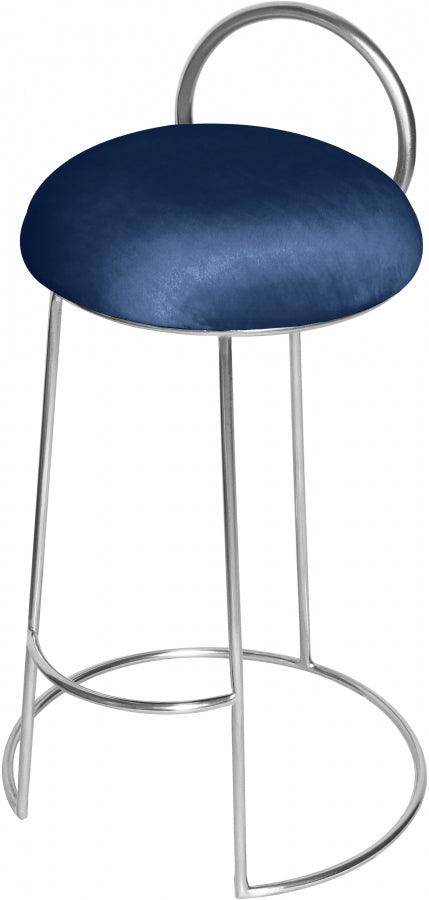 Meridian Furniture - Ring Velvet Counter Stool Set Of 2 In Navy - 952Navy-C - ATL FURNITURE