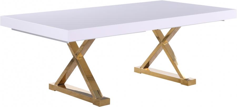 Excel Extendable 2 Leaf Dining Table In White Lacquer - ATL FURNITURE