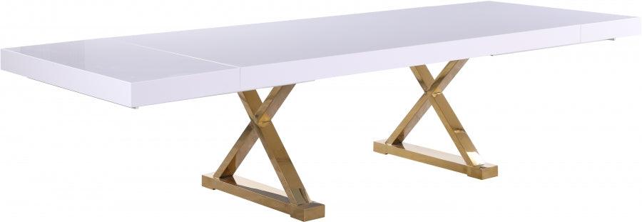 Excel Extendable 2 Leaf Dining Table In White Lacquer - ATL FURNITURE