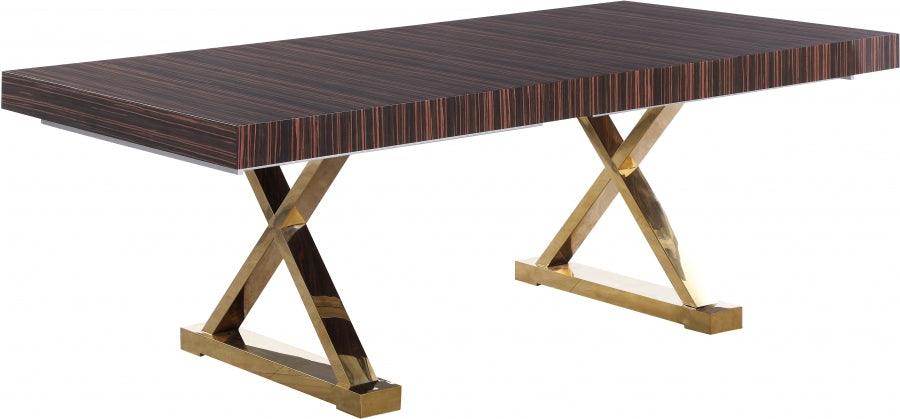 Excel Extendable 2 Leaf Dining Table In Brown Zebra Lacquer - ATL FURNITURE