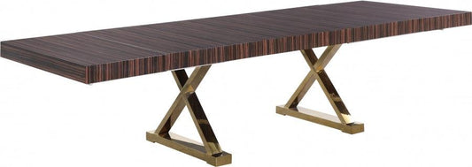 Excel Extendable 2 Leaf Dining Table In Brown Zebra Lacquer - ATL FURNITURE