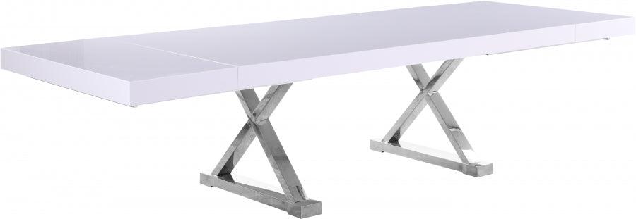 Meridian Furniture - Excel Extendable 2 Leaf Dining Table In White Lacquer - 997-T - ATL FURNITURE