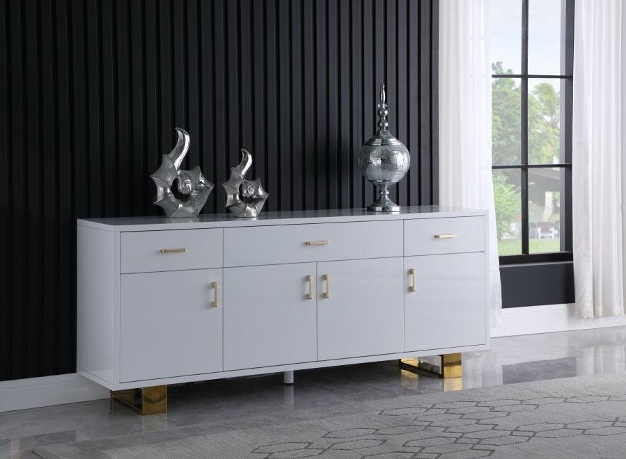 Meridian Furniture - Excel Sideboard-Buffet In White Lacquer - 355 - ATL FURNITURE