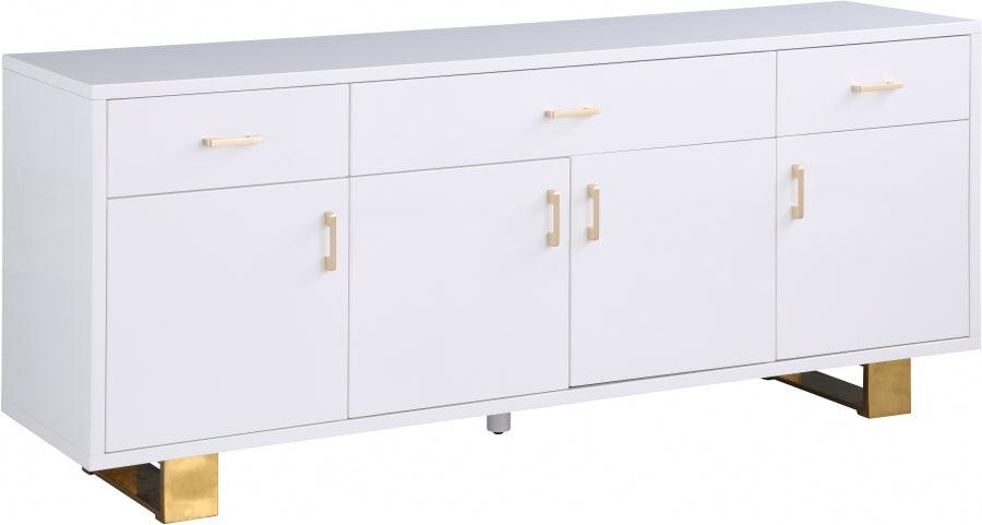 Meridian Furniture - Excel Sideboard-Buffet In White Lacquer - 355 - ATL FURNITURE