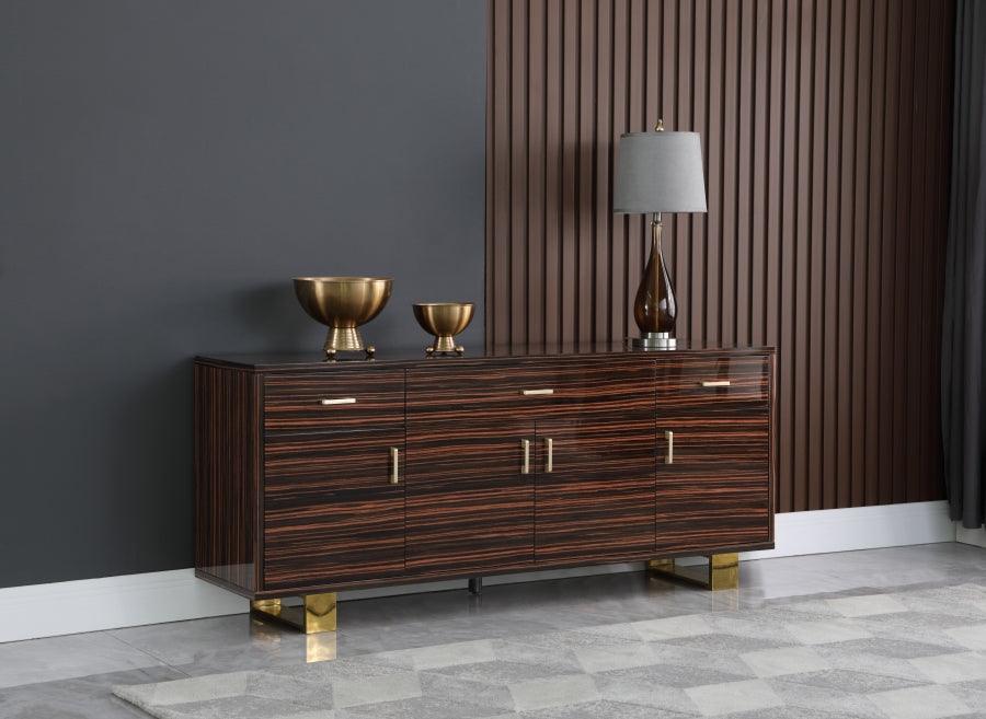 Meridian Furniture - Excel Sideboard-Buffet In Brown Zebra Lacquer - 357 - ATL FURNITURE