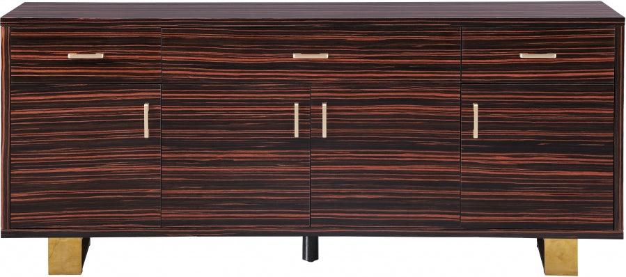 Meridian Furniture - Excel Sideboard-Buffet In Brown Zebra Lacquer - 357 - ATL FURNITURE