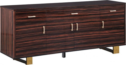 Meridian Furniture - Excel Sideboard-Buffet In Brown Zebra Lacquer - 357 - ATL FURNITURE