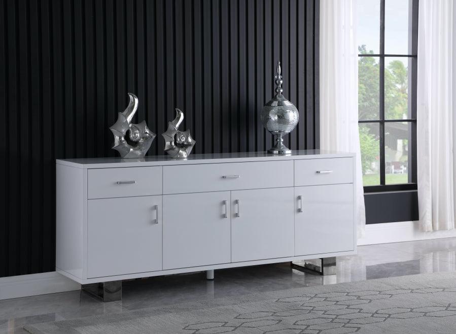 Meridian Furniture - Excel Sideboard-Buffet In White Lacquer - 358 - ATL FURNITURE