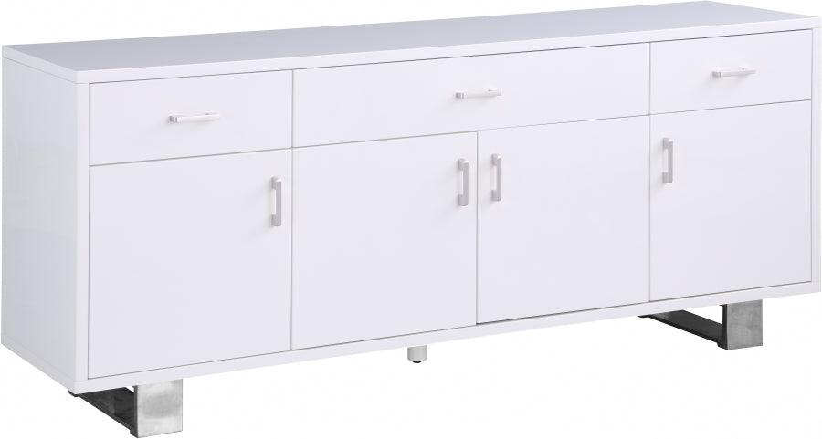 Meridian Furniture - Excel Sideboard-Buffet In White Lacquer - 358 - ATL FURNITURE