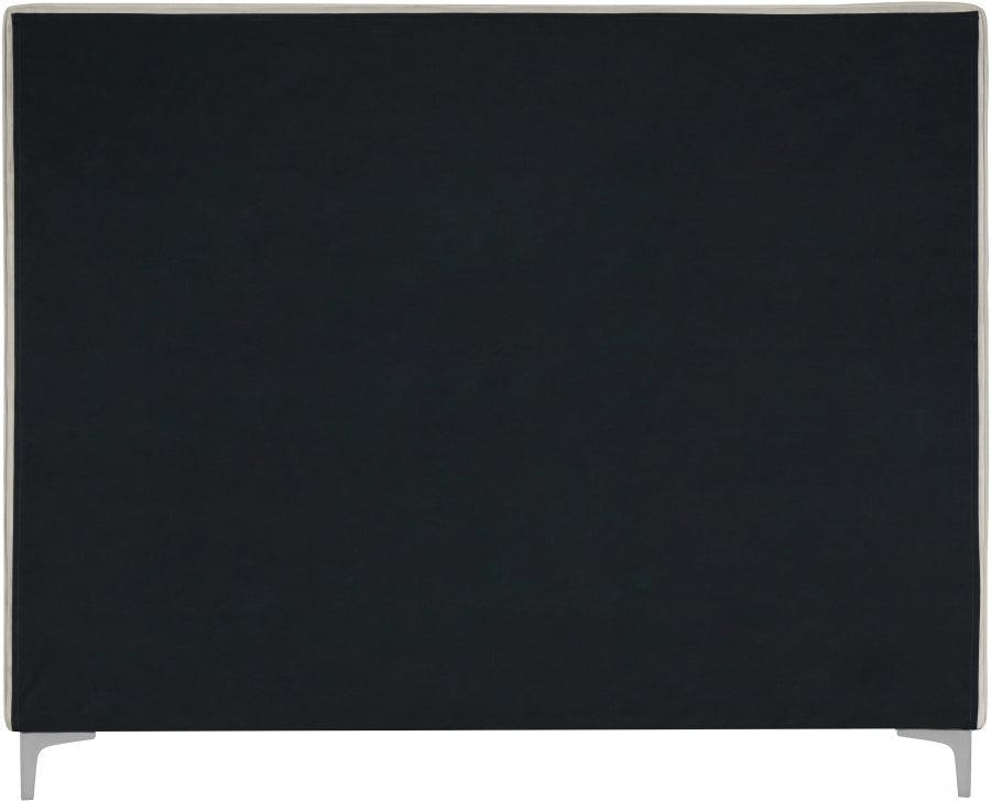 Meridian Furniture - Geri Velvet Queen Bed In Cream - Gericream-Q - ATL FURNITURE