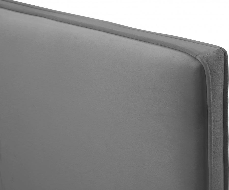 Meridian Furniture - Geri Velvet Queen Bed In Grey - Gerigrey-Q - ATL FURNITURE