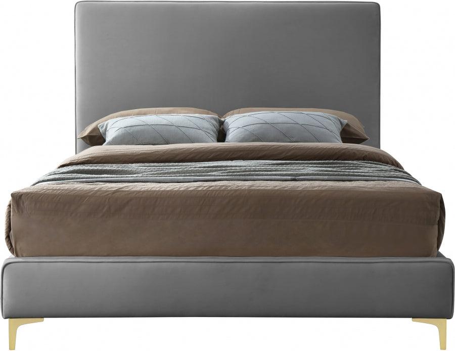 Geri Velvet King Bed In Grey - Gerigrey-K - ATL FURNITURE