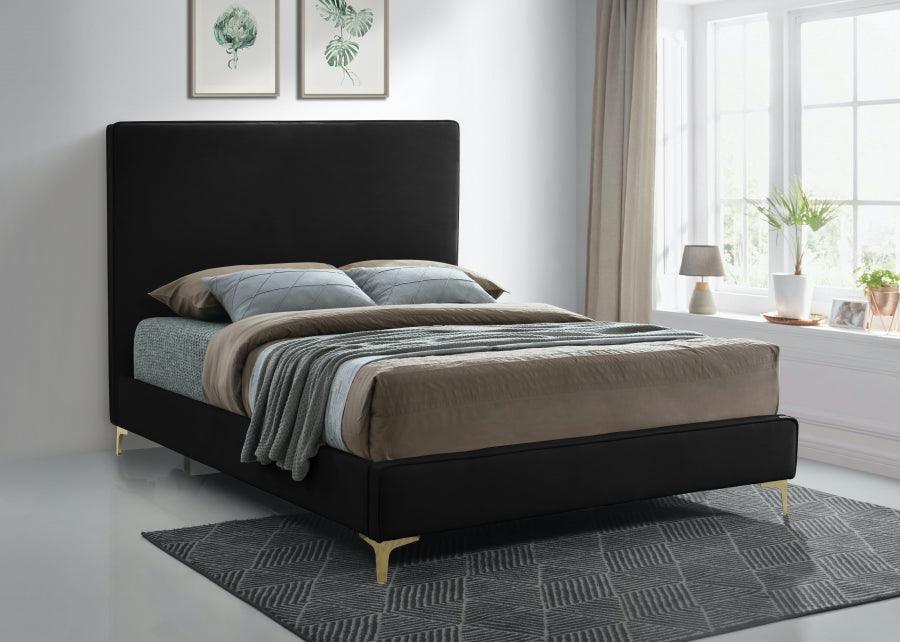 Meridian Furniture - Geri Velvet Queen Bed In Black - Geriblack-Q - ATL FURNITURE