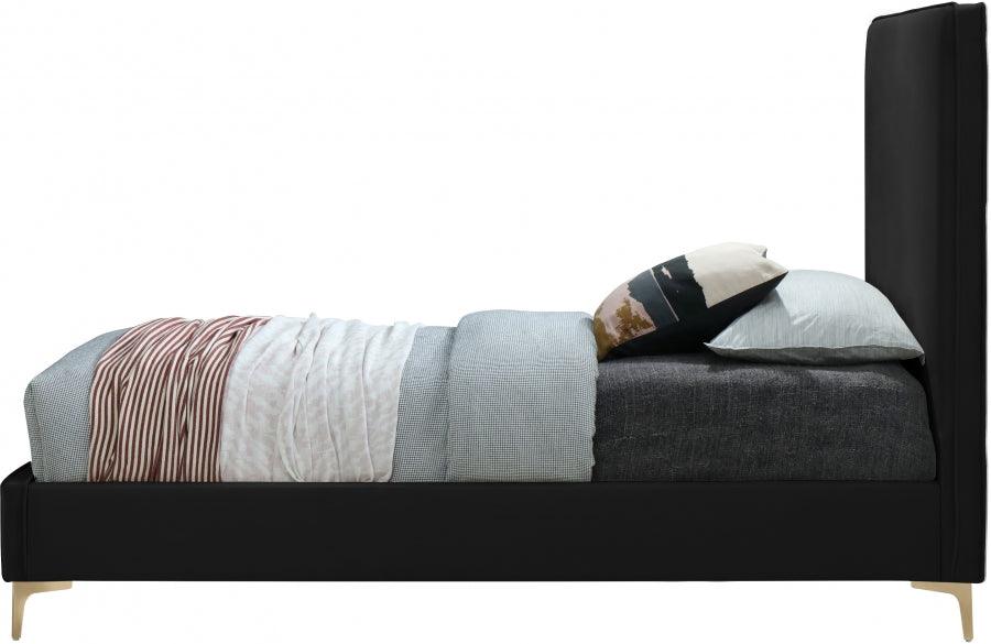 Meridian Furniture - Geri Velvet Queen Bed In Black - Geriblack-Q - ATL FURNITURE