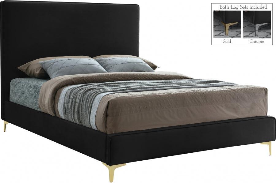 Meridian Furniture - Geri Velvet Queen Bed In Black - Geriblack-Q - ATL FURNITURE