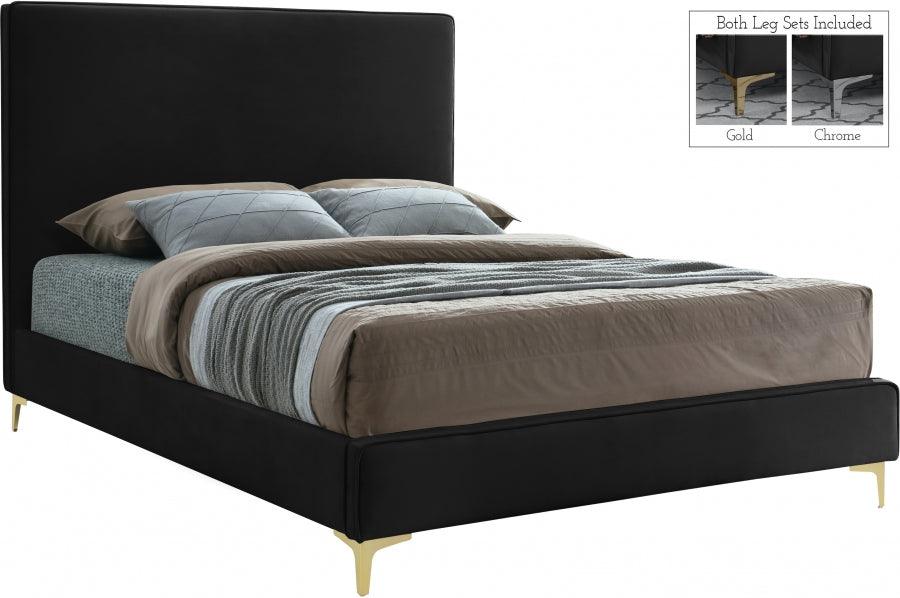 Geri Velvet King Bed In Black - Geriblack-K - ATL FURNITURE