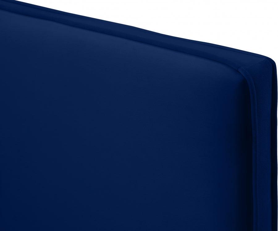 Geri Velvet King Bed In Navy - Gerinavy-K - ATL FURNITURE