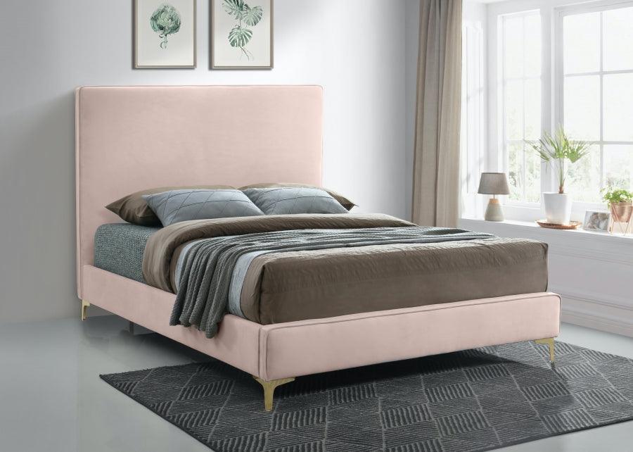 Meridian Furniture - Geri Velvet Queen Bed In Pink - Geripink-Q - ATL FURNITURE