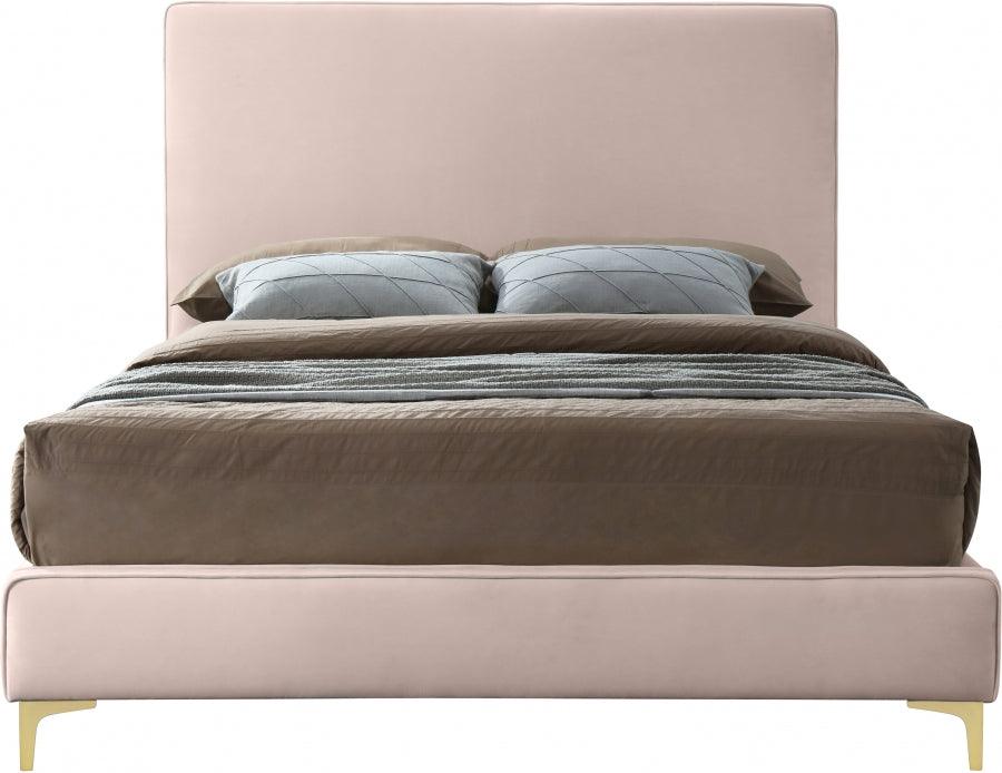 Meridian Furniture - Geri Velvet Queen Bed In Pink - Geripink-Q - ATL FURNITURE