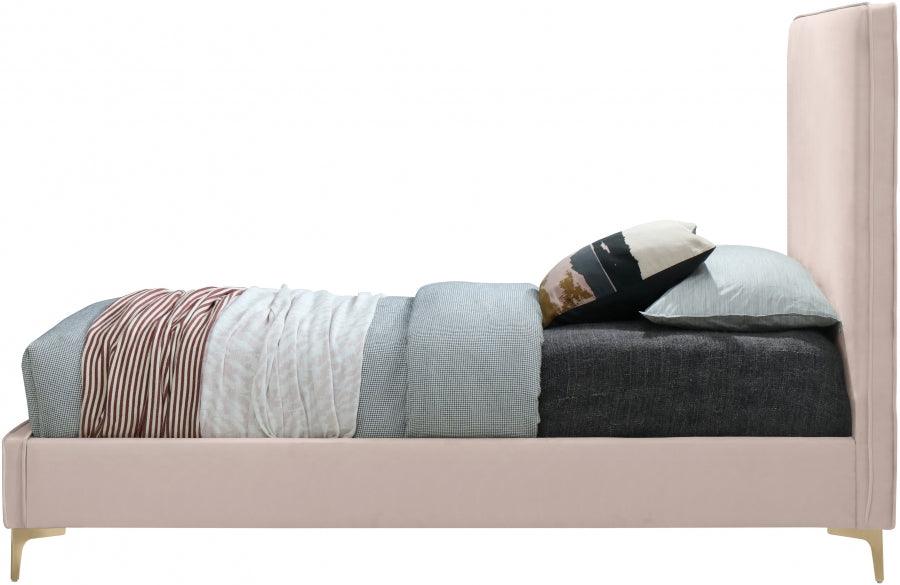 Meridian Furniture - Geri Velvet Queen Bed In Pink - Geripink-Q - ATL FURNITURE