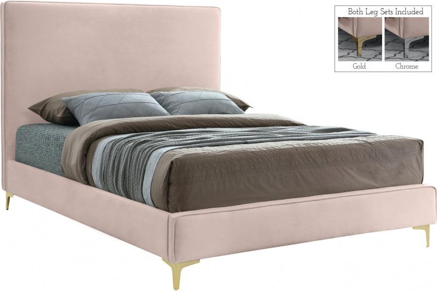 Meridian Furniture - Geri Velvet Queen Bed In Pink - Geripink-Q - ATL FURNITURE