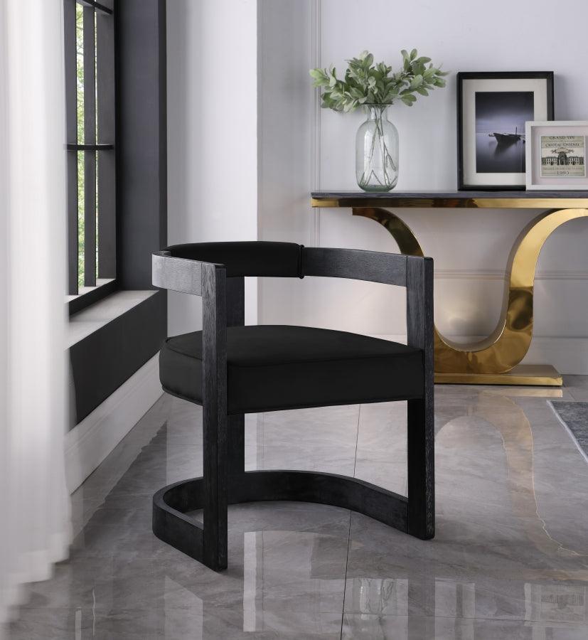 Meridian Furniture - Regency Velvet Dining Chair Set Of 2 In Black - 851Black-C - ATL FURNITURE