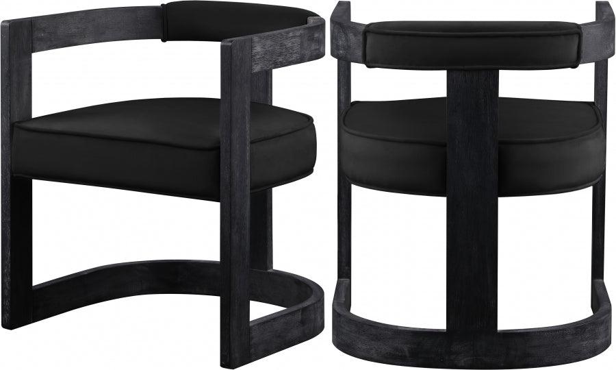 Meridian Furniture - Regency Velvet Dining Chair Set Of 2 In Black - 851Black-C - ATL FURNITURE