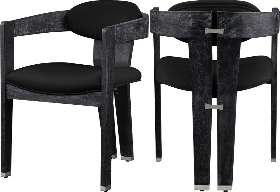 Meridian Furniture - Vantage Velvet Dining Chair Set Of 2 In Black - 852Black-C - ATL FURNITURE