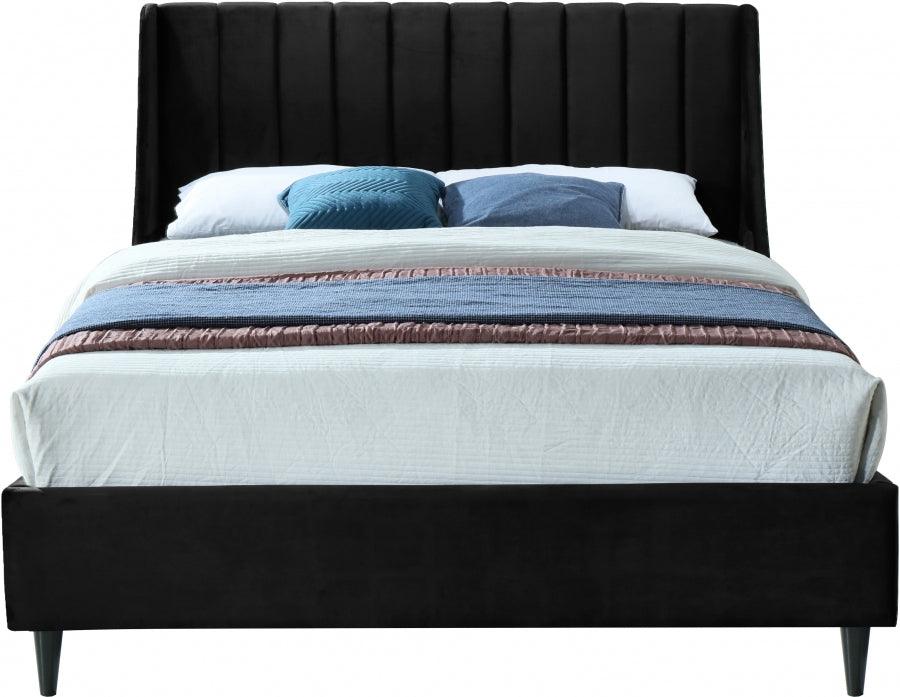 Eva Velvet King Bed In Black - Evablack-K - ATL FURNITURE