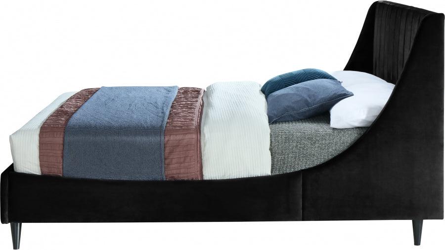 Meridian Furniture - Eva Velvet Queen Bed In Black - Evablack-Q - ATL FURNITURE
