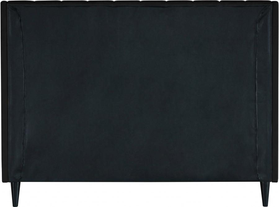 Meridian Furniture - Eva Velvet Queen Bed In Black - Evablack-Q - ATL FURNITURE