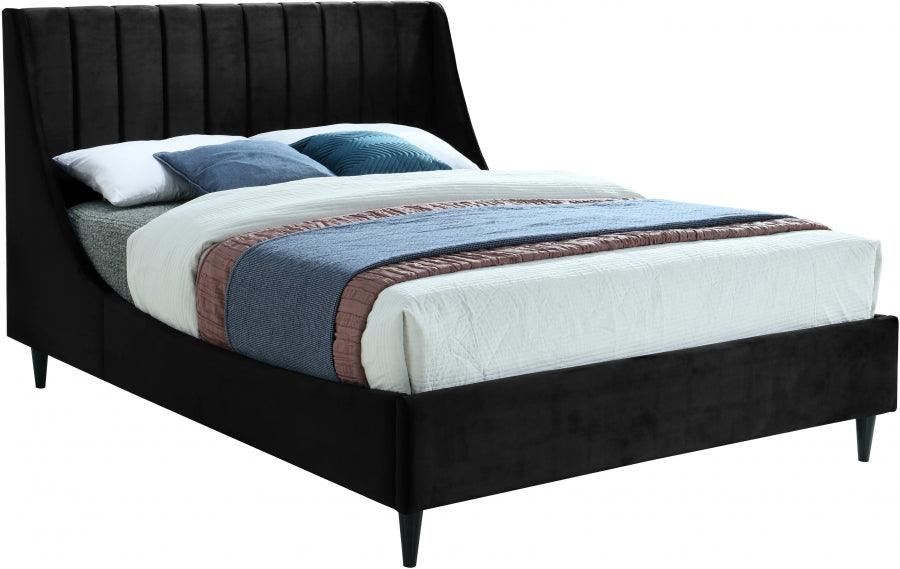 Meridian Furniture - Eva Velvet Queen Bed In Black - Evablack-Q - ATL FURNITURE