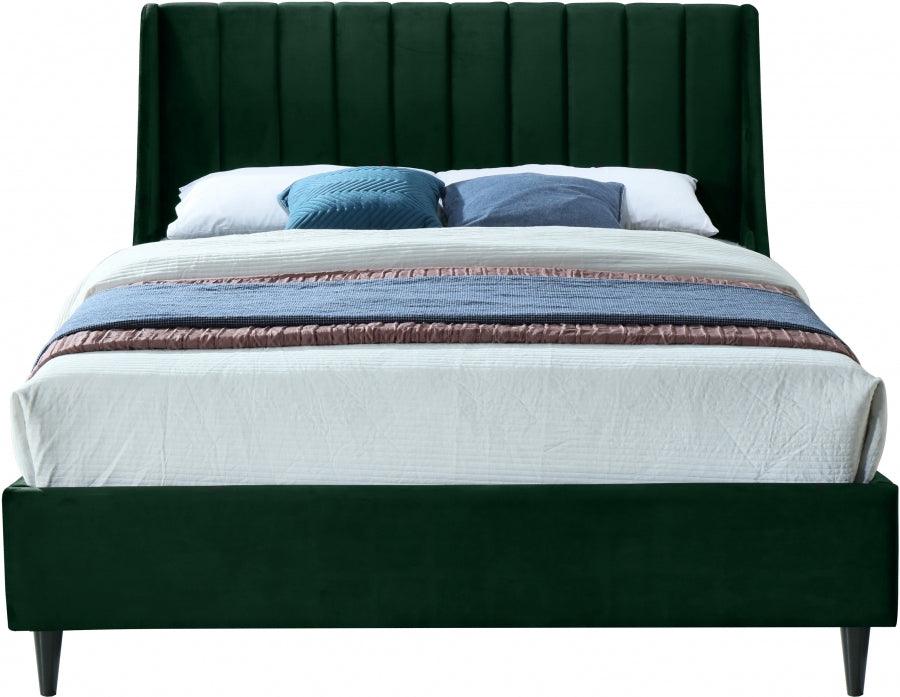 Eva Velvet King Bed In Green - Evagreen-K - ATL FURNITURE