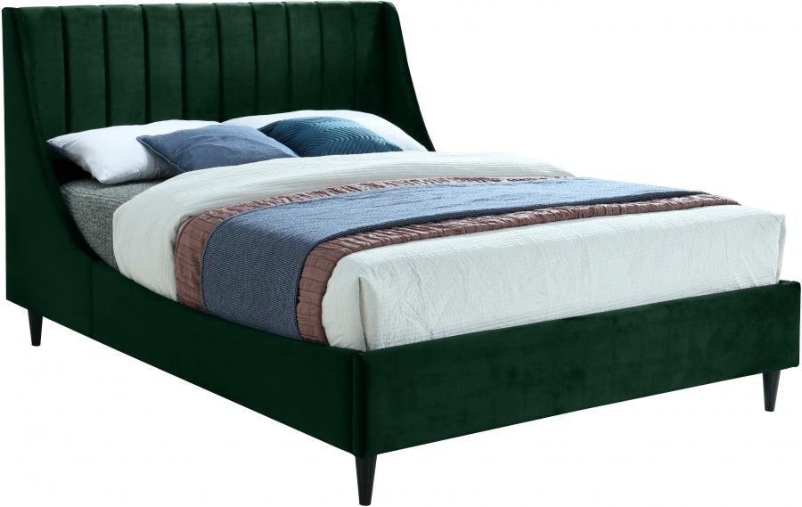 Eva Velvet Queen Bed In Green - Evagreen-Q - ATL FURNITURE