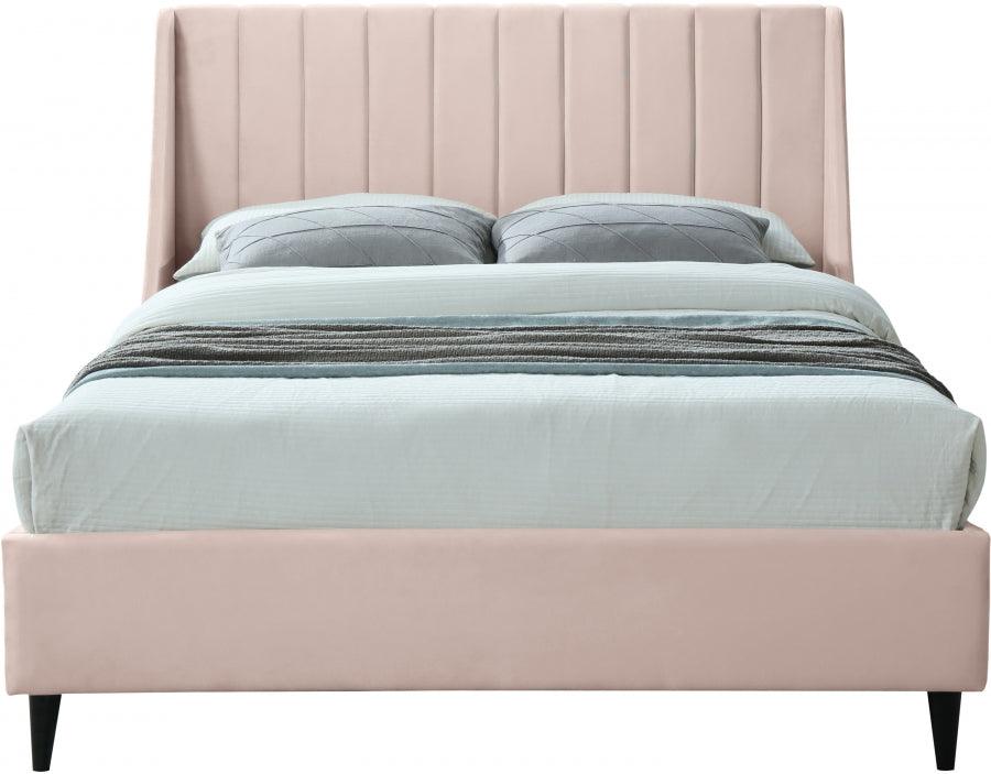 Meridian Furniture - Eva Velvet Queen Bed In Pink - Evapink-Q - ATL FURNITURE