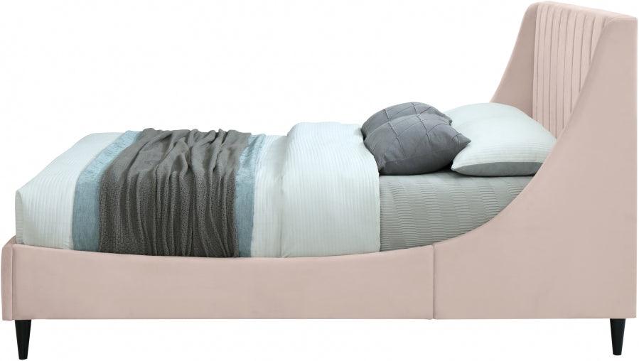 Meridian Furniture - Eva Velvet Queen Bed In Pink - Evapink-Q - ATL FURNITURE