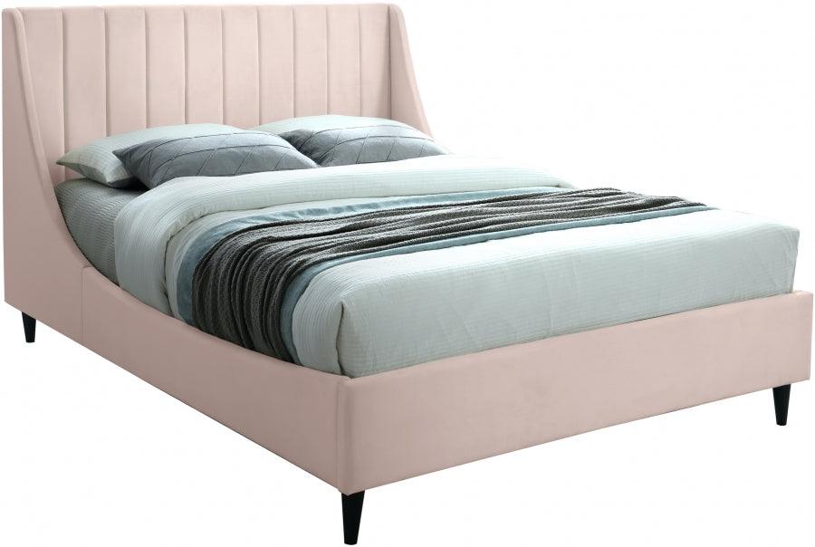 Meridian Furniture - Eva Velvet Queen Bed In Pink - Evapink-Q - ATL FURNITURE
