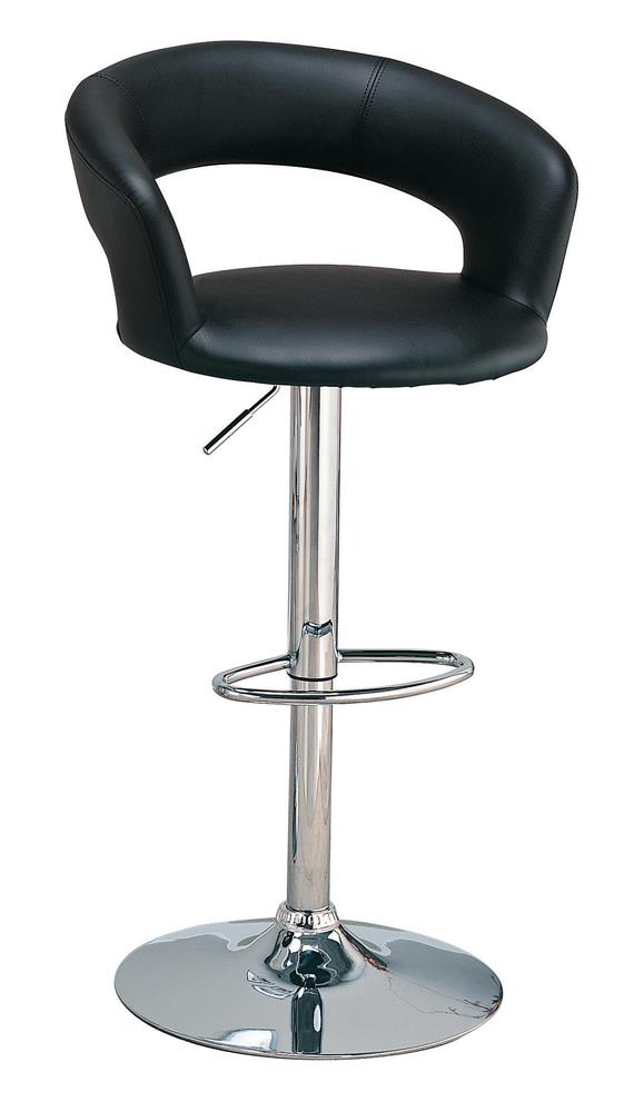 G120346 Contemporary Chrome and Black Bar Stool - ATL FURNITURE