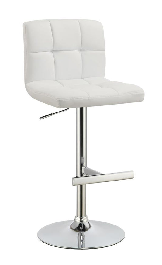 G120356 Contemporary White Adjustable Padded Back Bar Stool - ATL FURNITURE