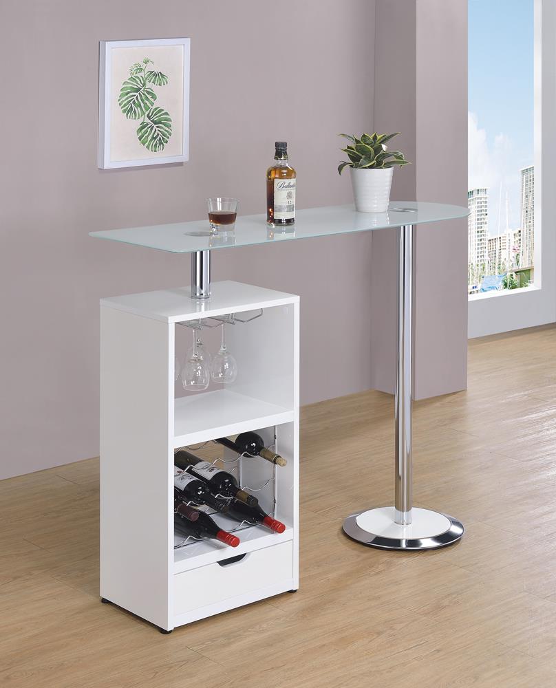 G120452 Contemporary White Bar Table - ATL FURNITURE