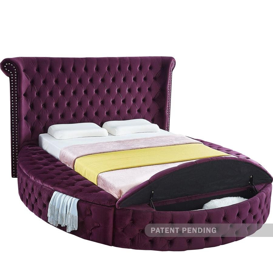 Luxus Velvet Queen Bed In Purple - ATL FURNITURE