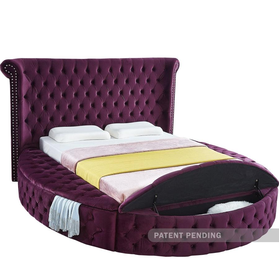 Luxus Velvet King Bed In Purple - ATL FURNITURE