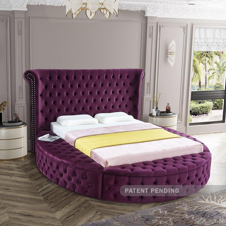 Luxus Velvet Queen Bed In Purple - ATL FURNITURE