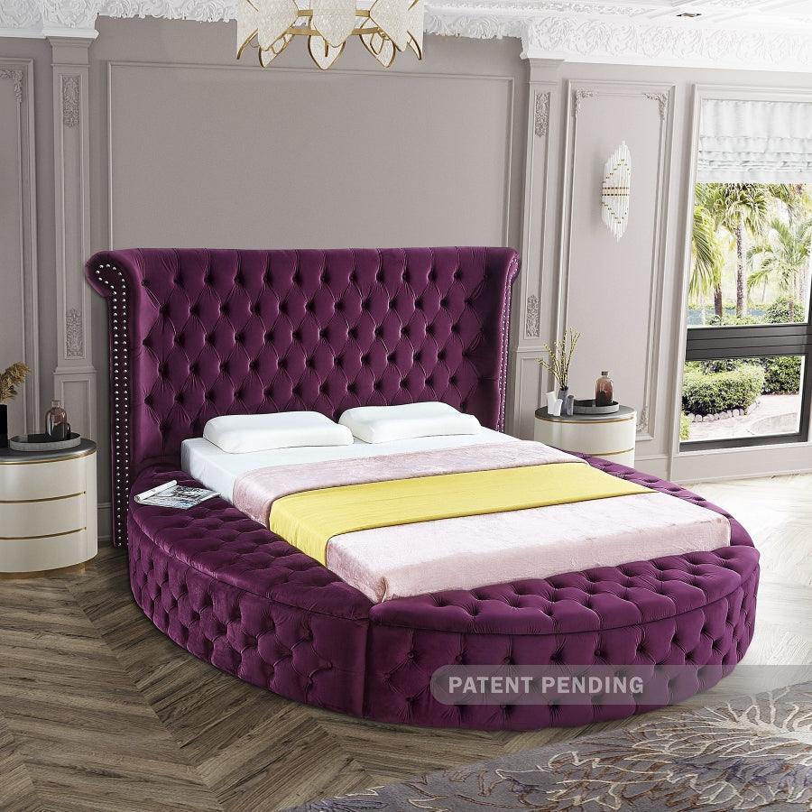 Luxus Velvet King Bed In Purple - ATL FURNITURE